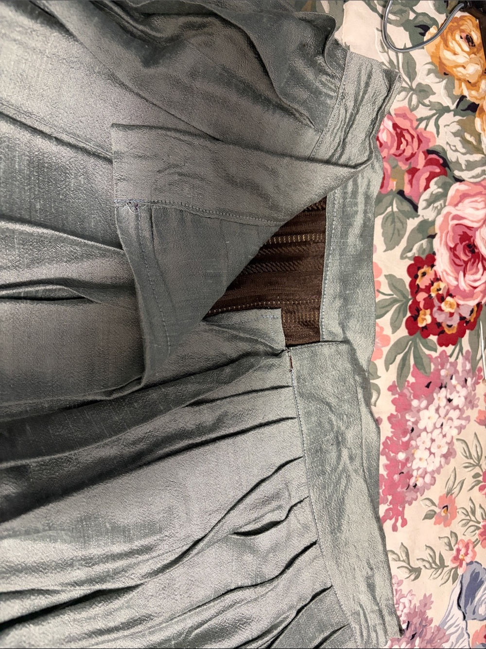 Period colonial costume dress in ice blue and brown - Picture 14 of 14